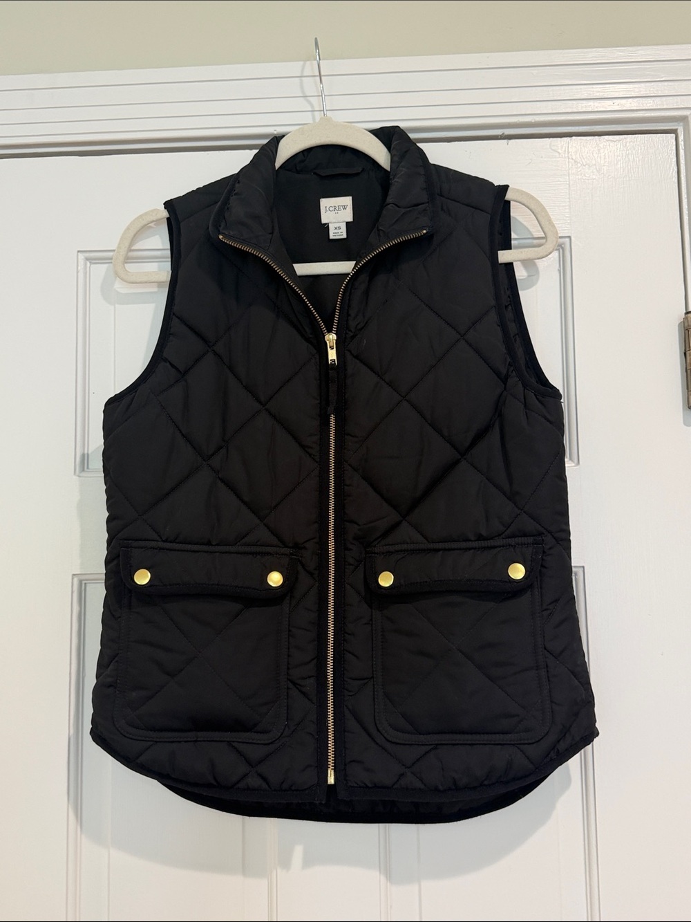 J. Crew Black Quilted Puffer Vest with Gold Hardware